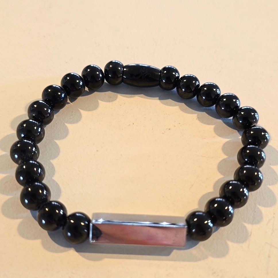 Hematite And Stainless Steel Stretch Bracelet